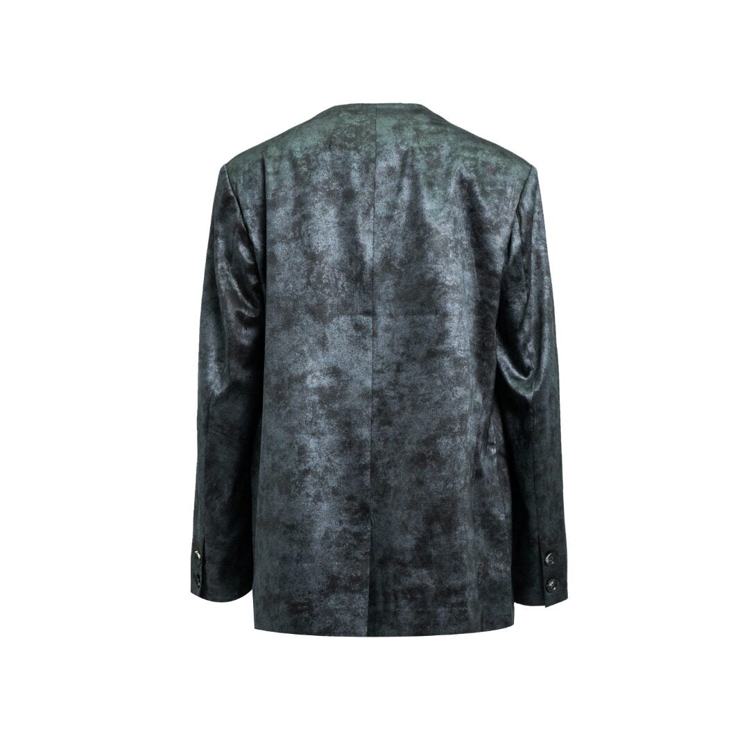 Luxury Bronze Gilded Silk Collarless Blazer-26Z2Y218659