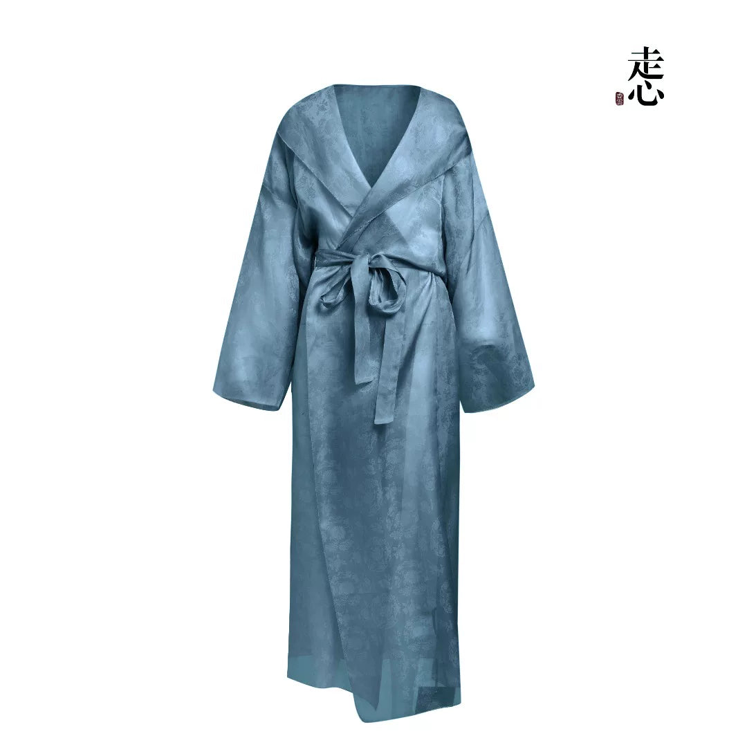 Luxury Hooded Silk Organza Duster Coat- 26Z2Y218229