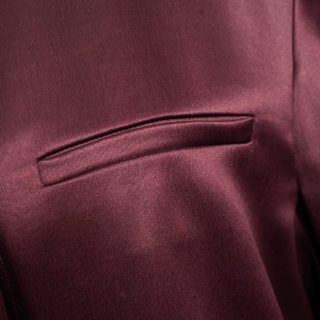 Luxury Carmine Heavy Silk Mandarin Jacket-25Z26419059
