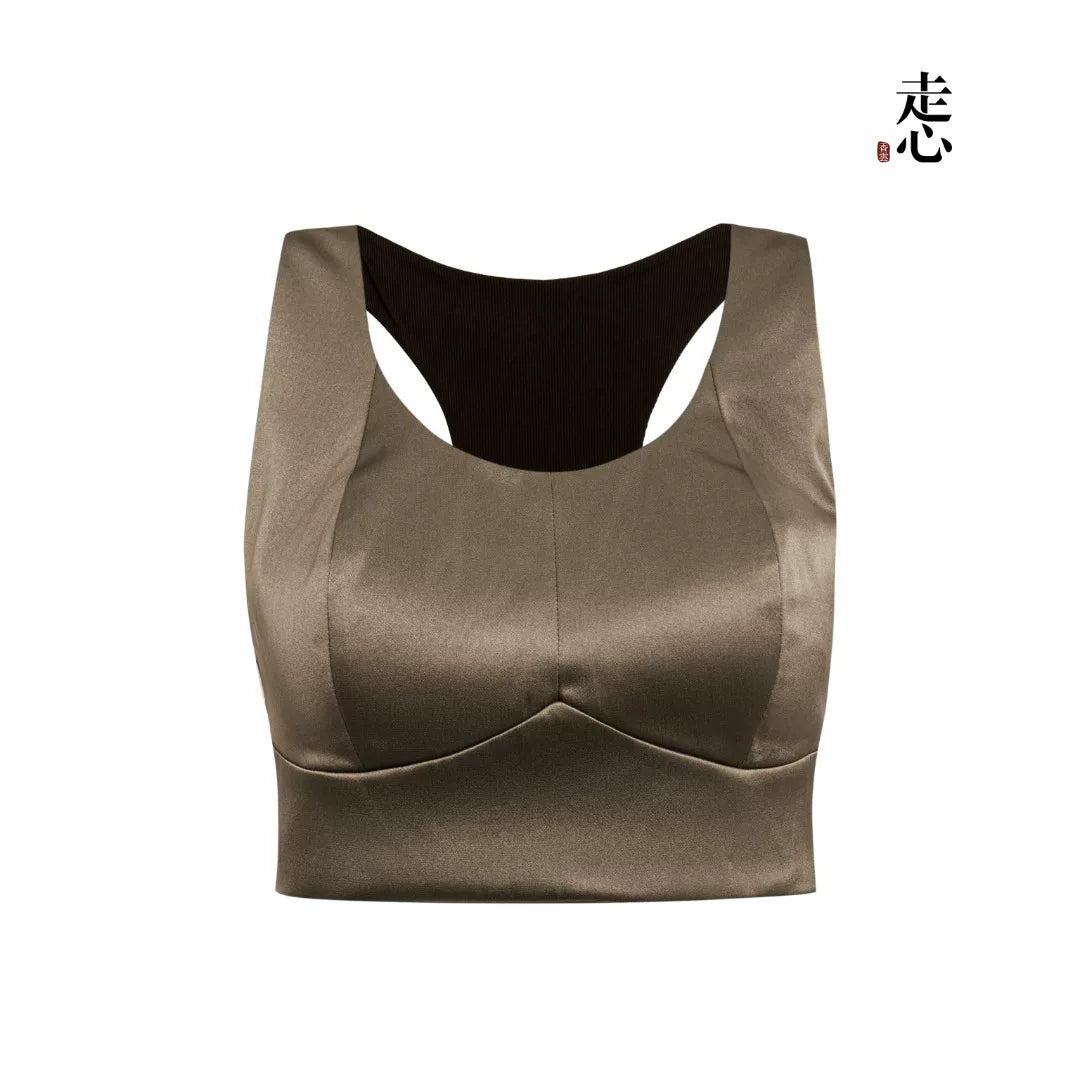 Luxury Heavy Silk Satin Racerback Bralette- 26Y20901