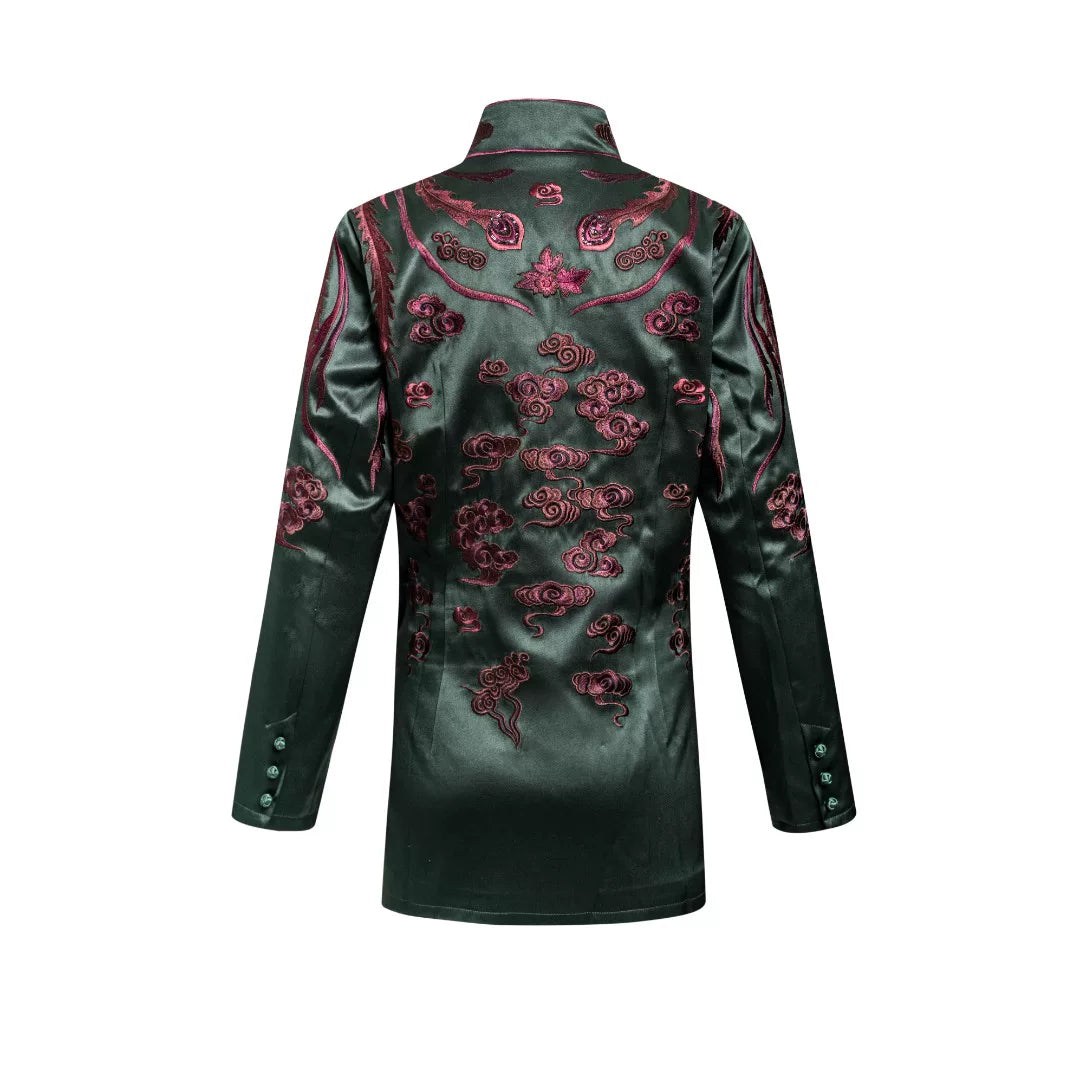 Luxury Twin Phoenix Heavy Silk Blazer-25ZWT6139