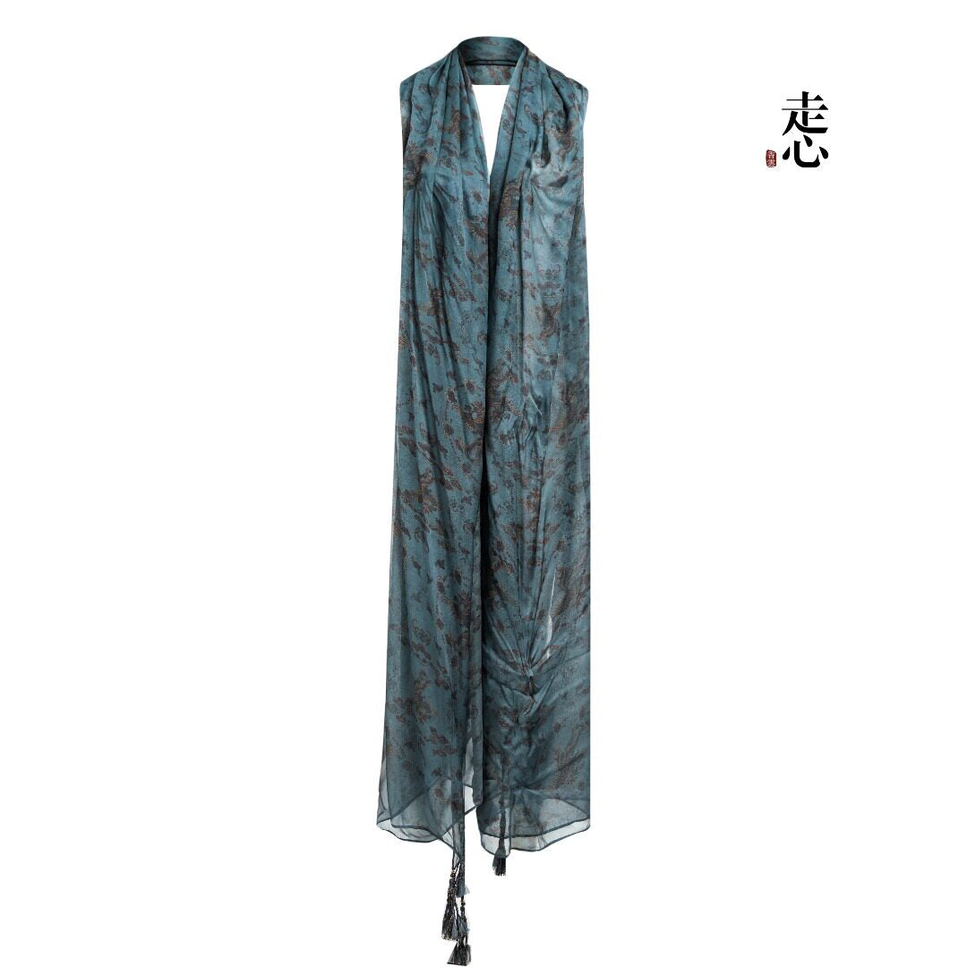 Auspicious Phoenix Gambiered Silk Scarf-26Y16101