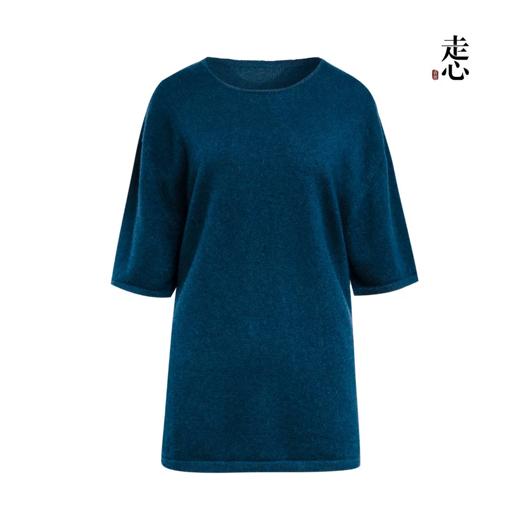 Luxury 240g Pure Cashmere Half Sleeve Top-26ZX2602-1