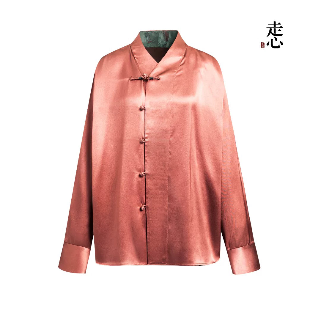 Luxury Heavy Silk Mandarin Shirt- 26Y01701