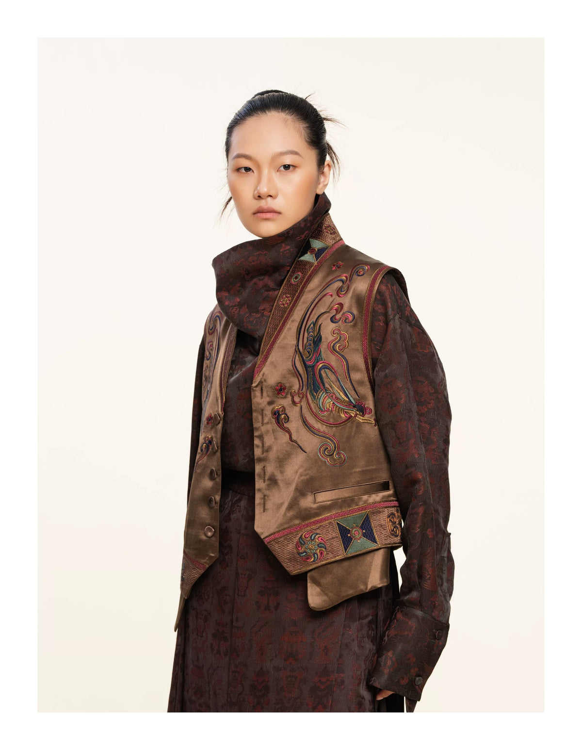 Luxury Dunhuang Silk Waistcoat Vest- 25ZMJ5953