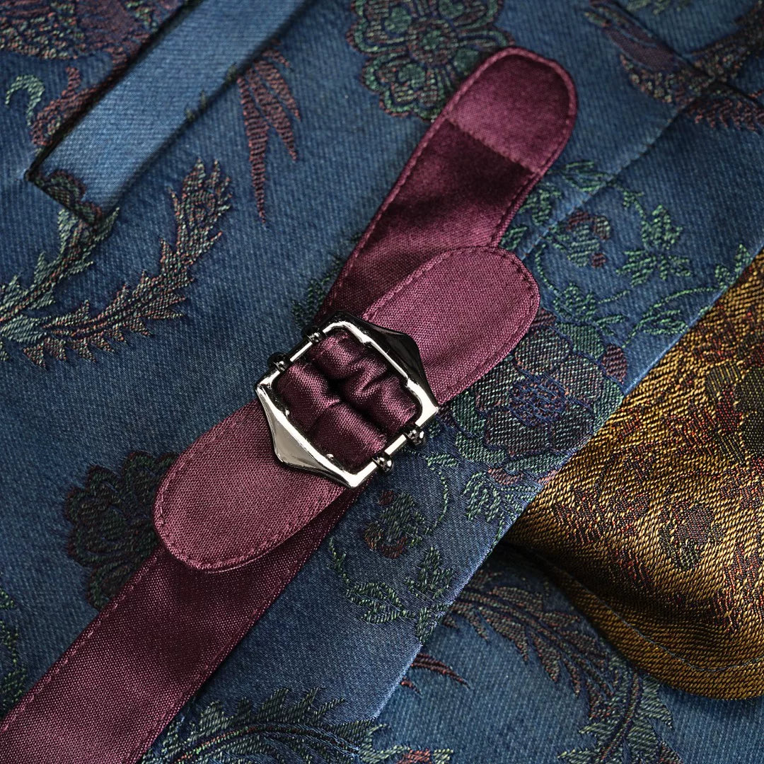 Luxury Blue Song Brocade Tailored Vest-26Z2Y316389