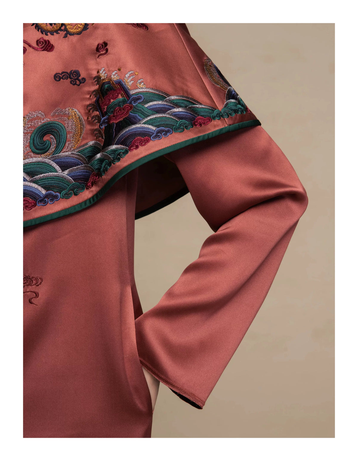 Luxury Pink Rainbow Cloud Silk Capelet-26ZMJ6276
