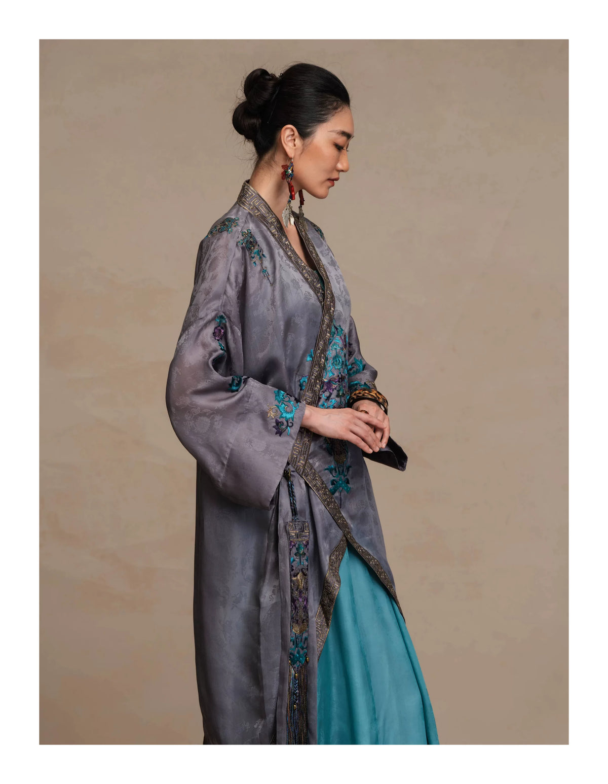 Luxury Silk Organza Porcelain Cardigan- 26Y06901