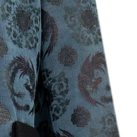 Luxury Blue Song Brocade Maxi Trench Coat-26Z26418919