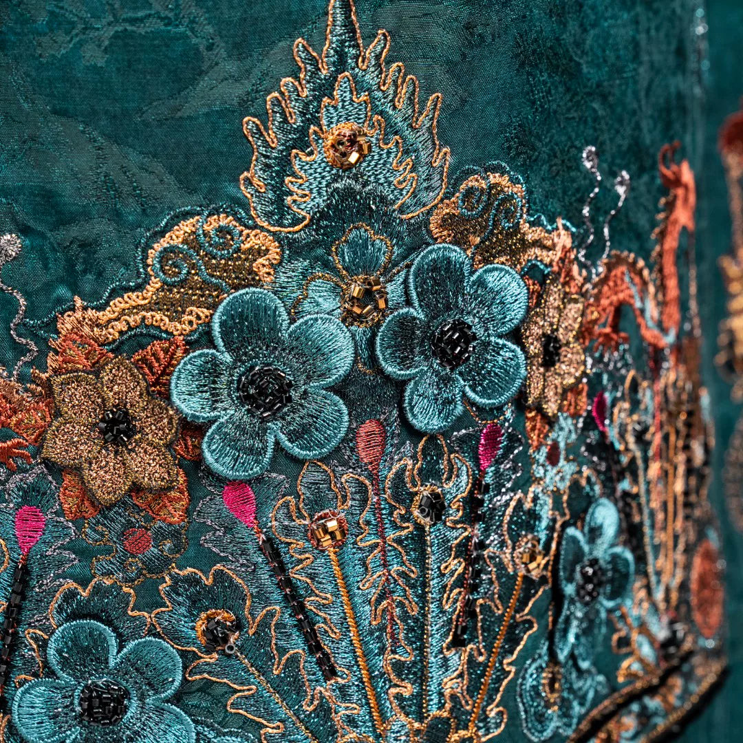 Luxury Peacock Silk Phoenix Coronet Skirt-25ZDQ5790