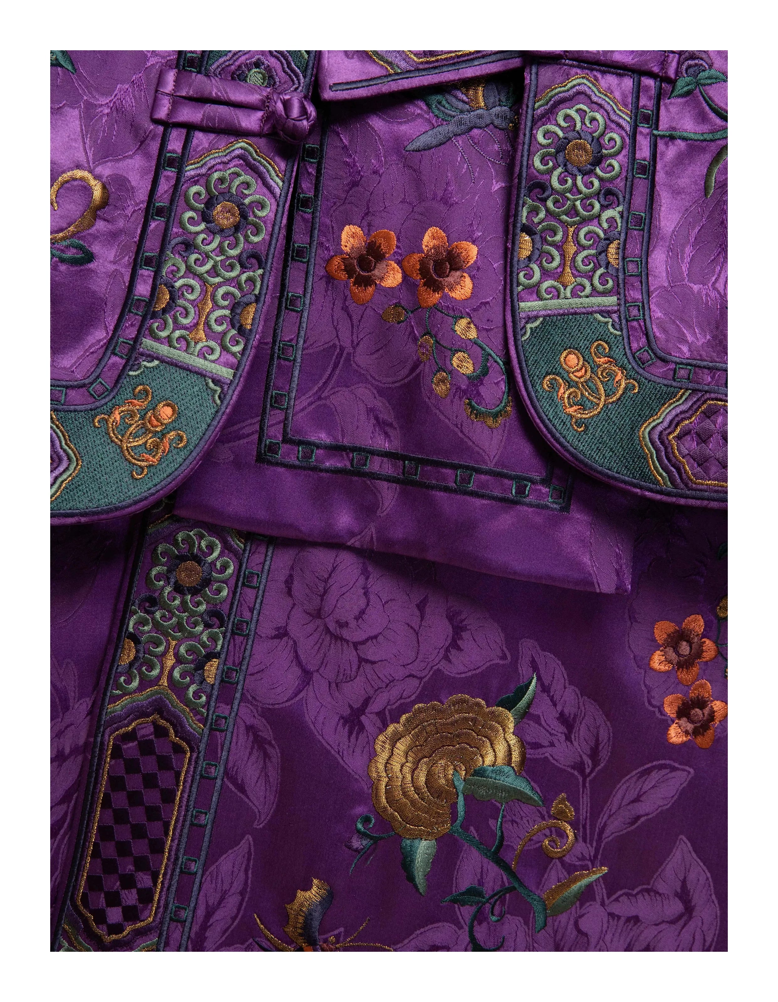 Luxury Imperial Violet Silk Cardigan Jacket-25ZWT5965