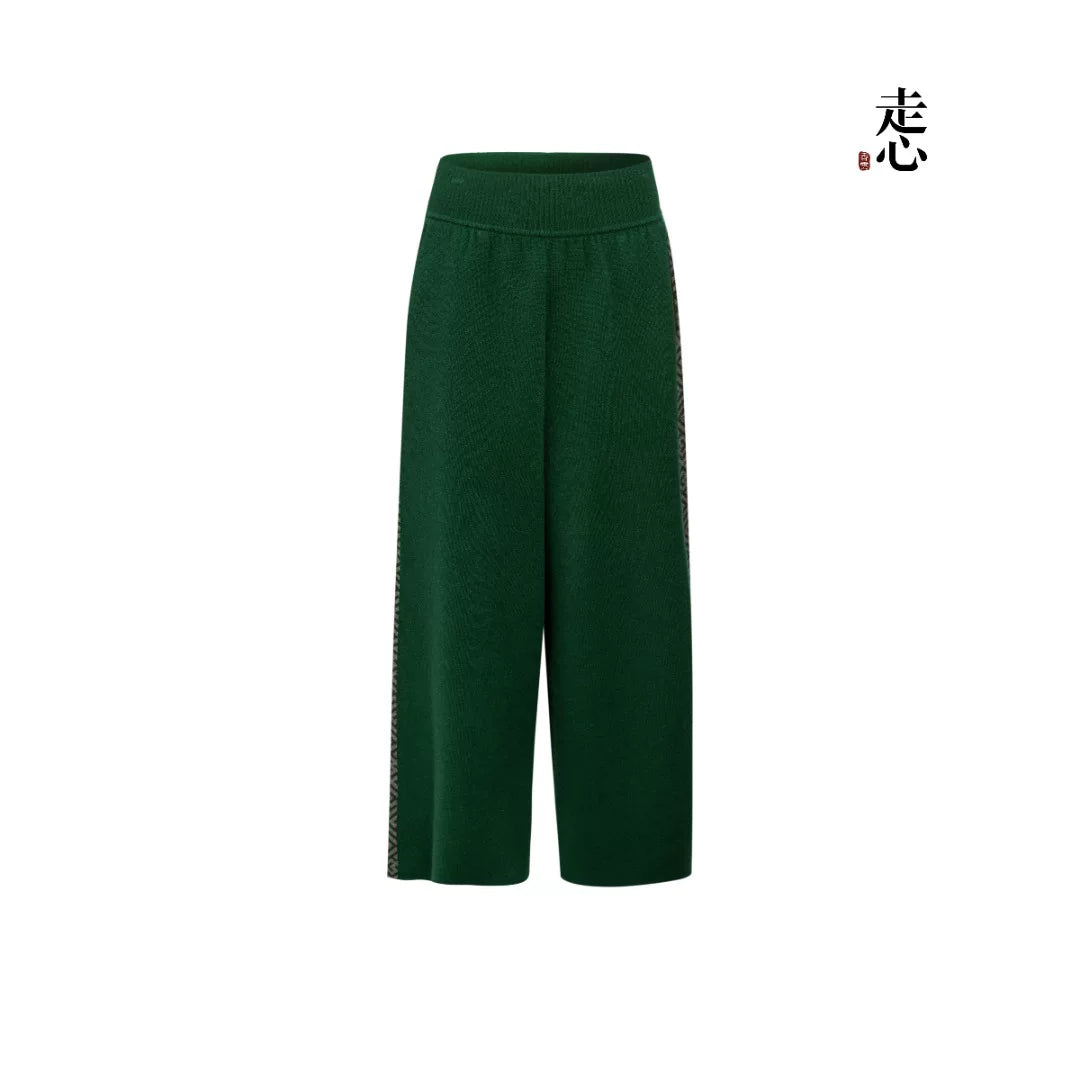 Luxury 840g Blue Wan Cashmere Wide Pants-25ZX2511-1