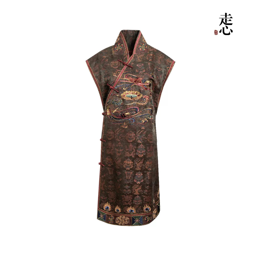 Luxury Dunhuang Silk Brocade Long Vest-25ZMJ5947