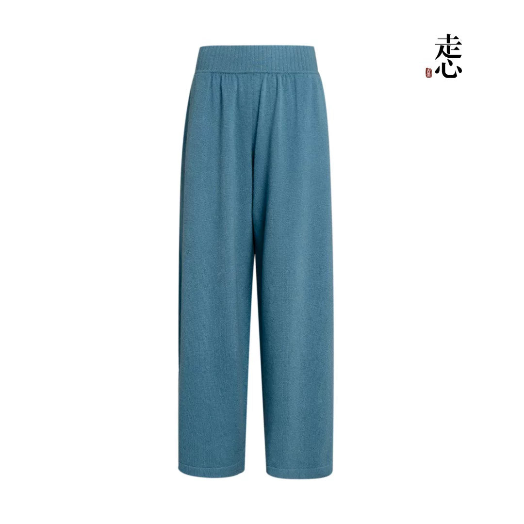Luxury 465g Cashmere Wide-Leg Knit Pants- 26ZX2607