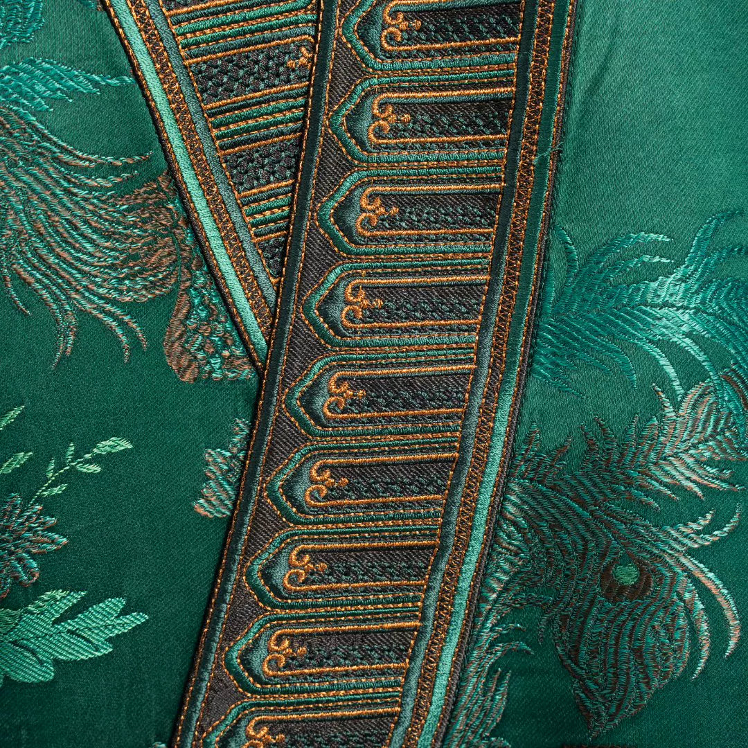 Luxury Emerald Song Brocade Wrap Jacket-25Y09201