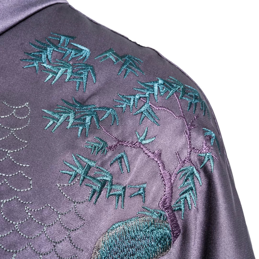 Luxury Purple Silk Twelve Ornaments Trench-26ZLY6671