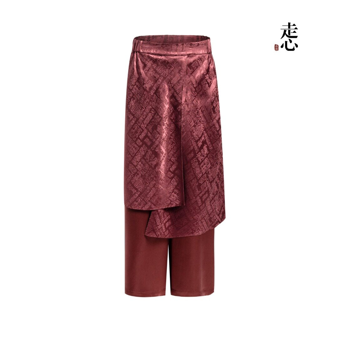 Luxury 12 Imperial Emblems Gambiered Silk Wide-Leg Pants-26Z26211809