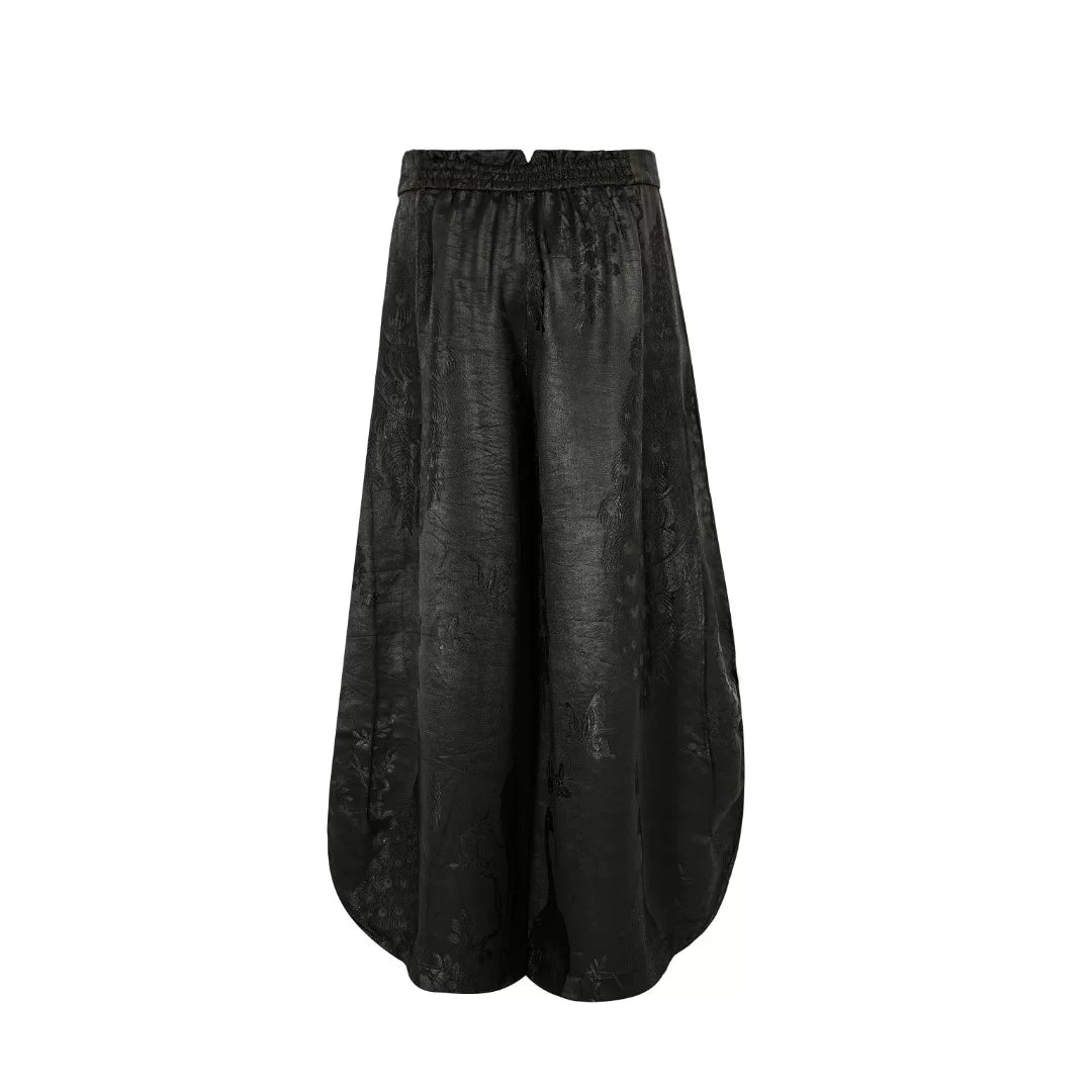 Luxury Black Silk Balloon Palazzo Pants-26Y26901-2