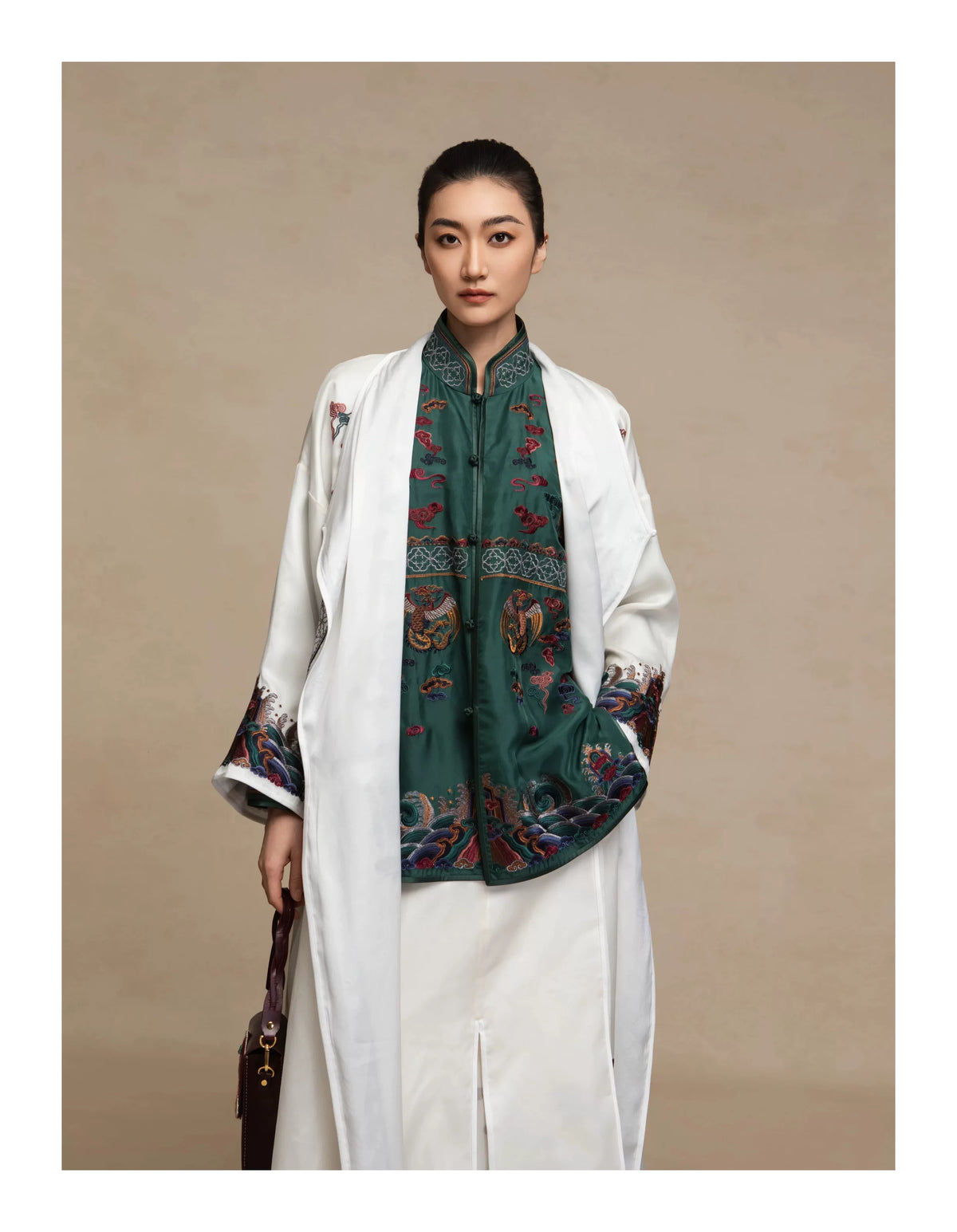 Luxury White Silk Organza Maxi Duster Coat-26ZWT6266