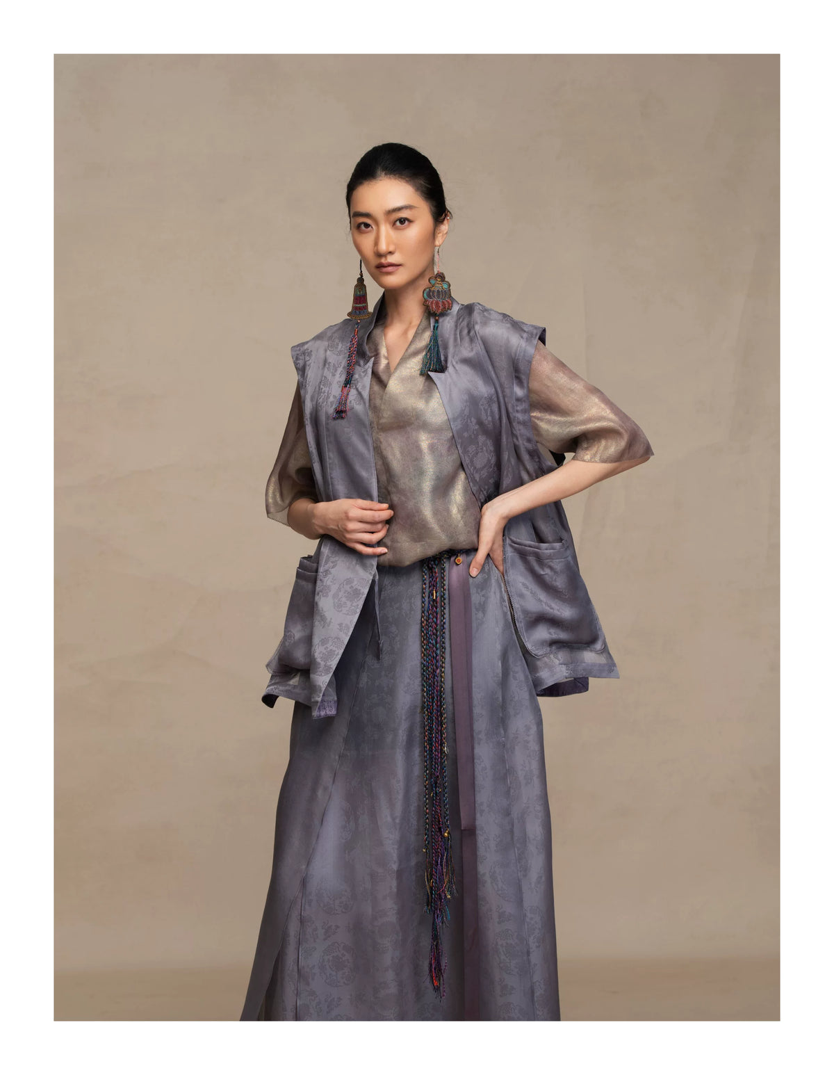 Luxury Silk Organza Crossover Wrap Vest- 26Y10101