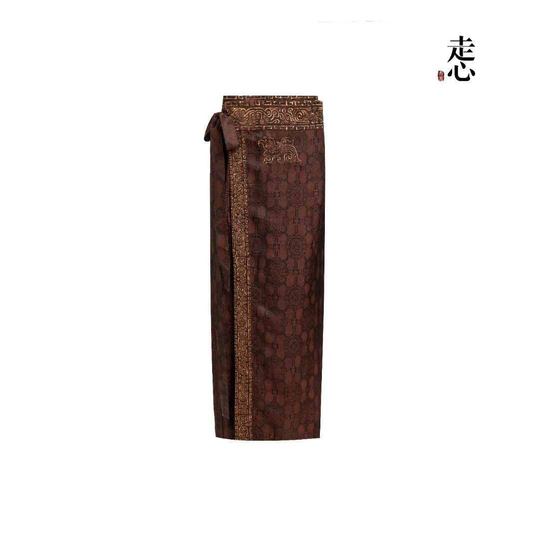 Luxury Gold Silk Embroidered Wrap Skirt-25ZW36F