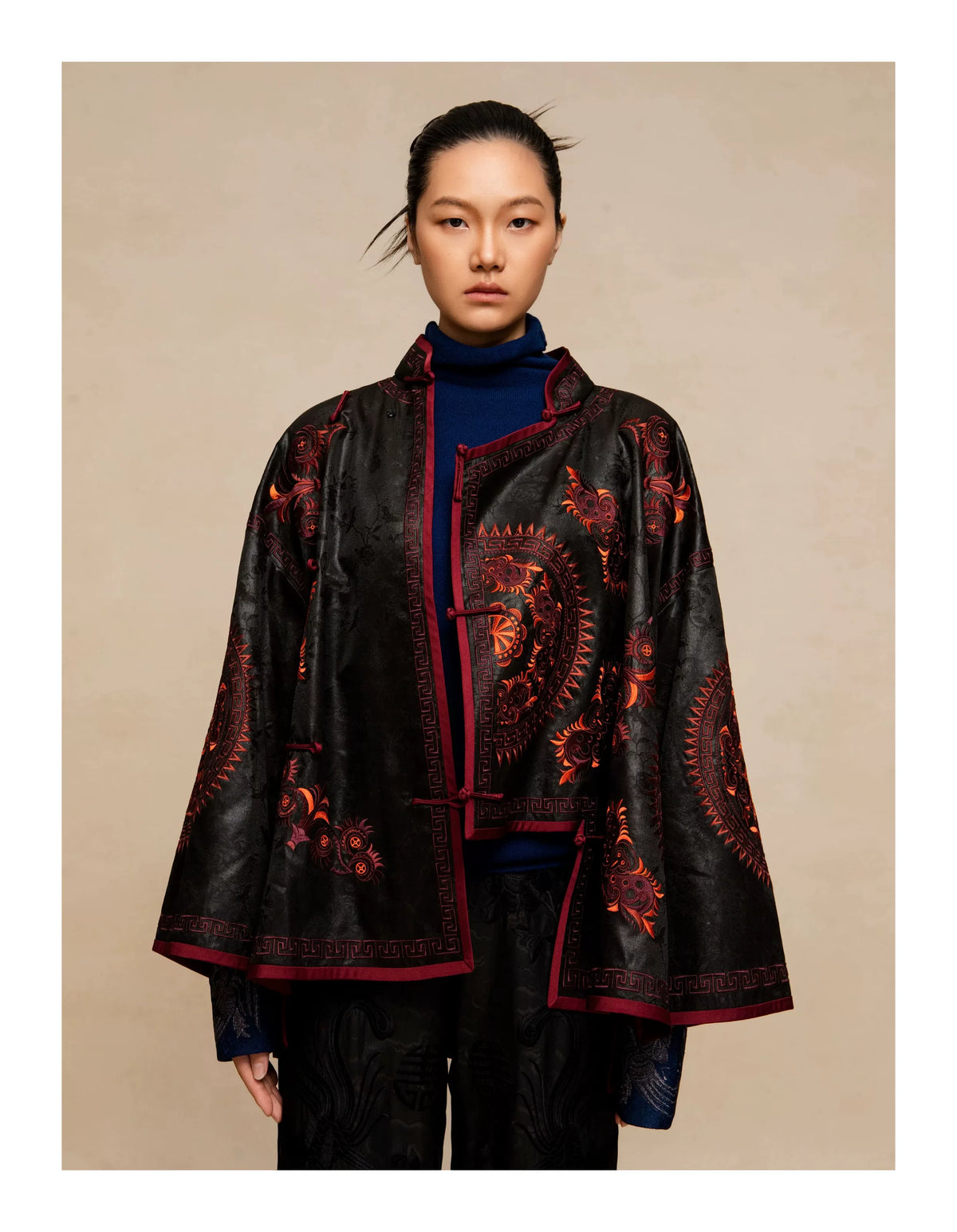 Luxury Silk Cape Jacket Butterfly Mother-25ZWT5992