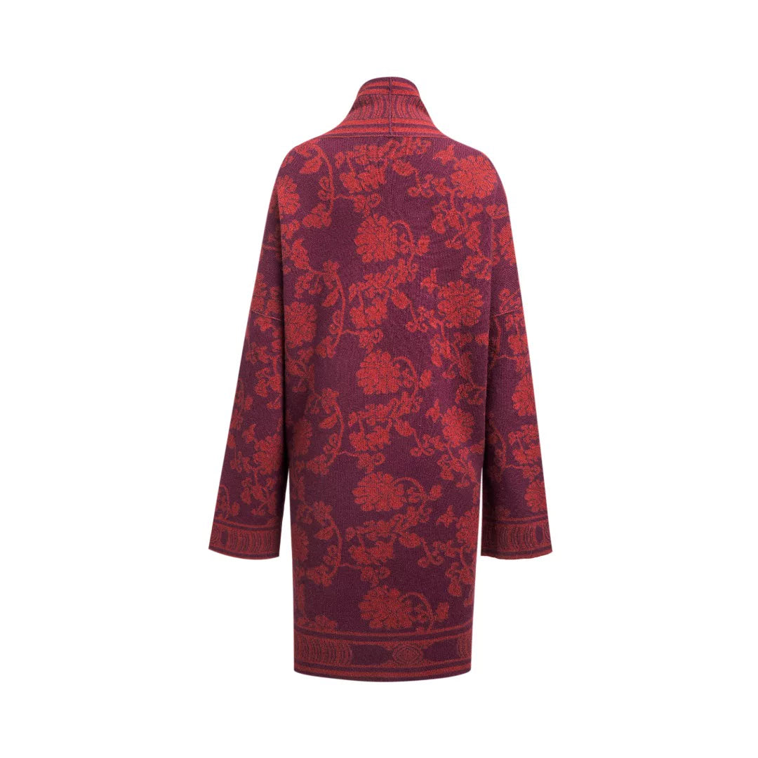 Luxury 1030g Red Lotus Cashmere Wrap Coat-25ZX2528