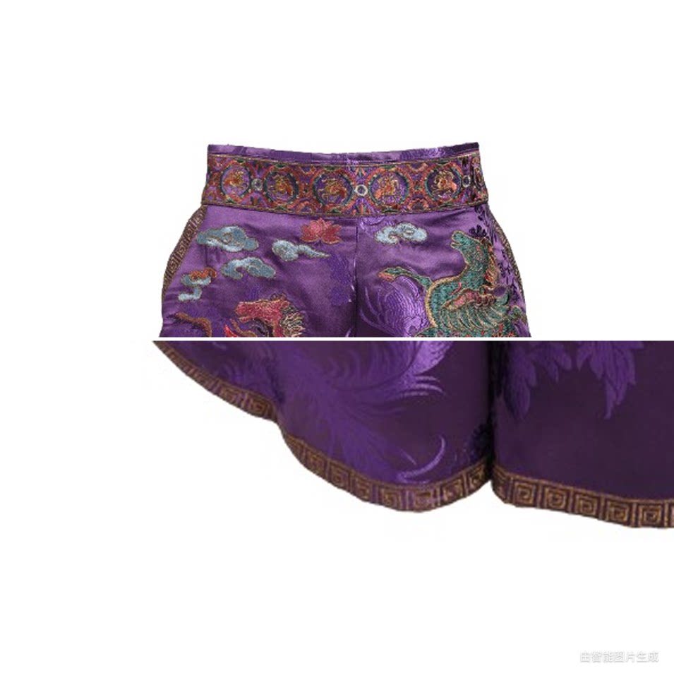 Luxury Purple Pegasus Silk Brocade Pants-26ZX8001
