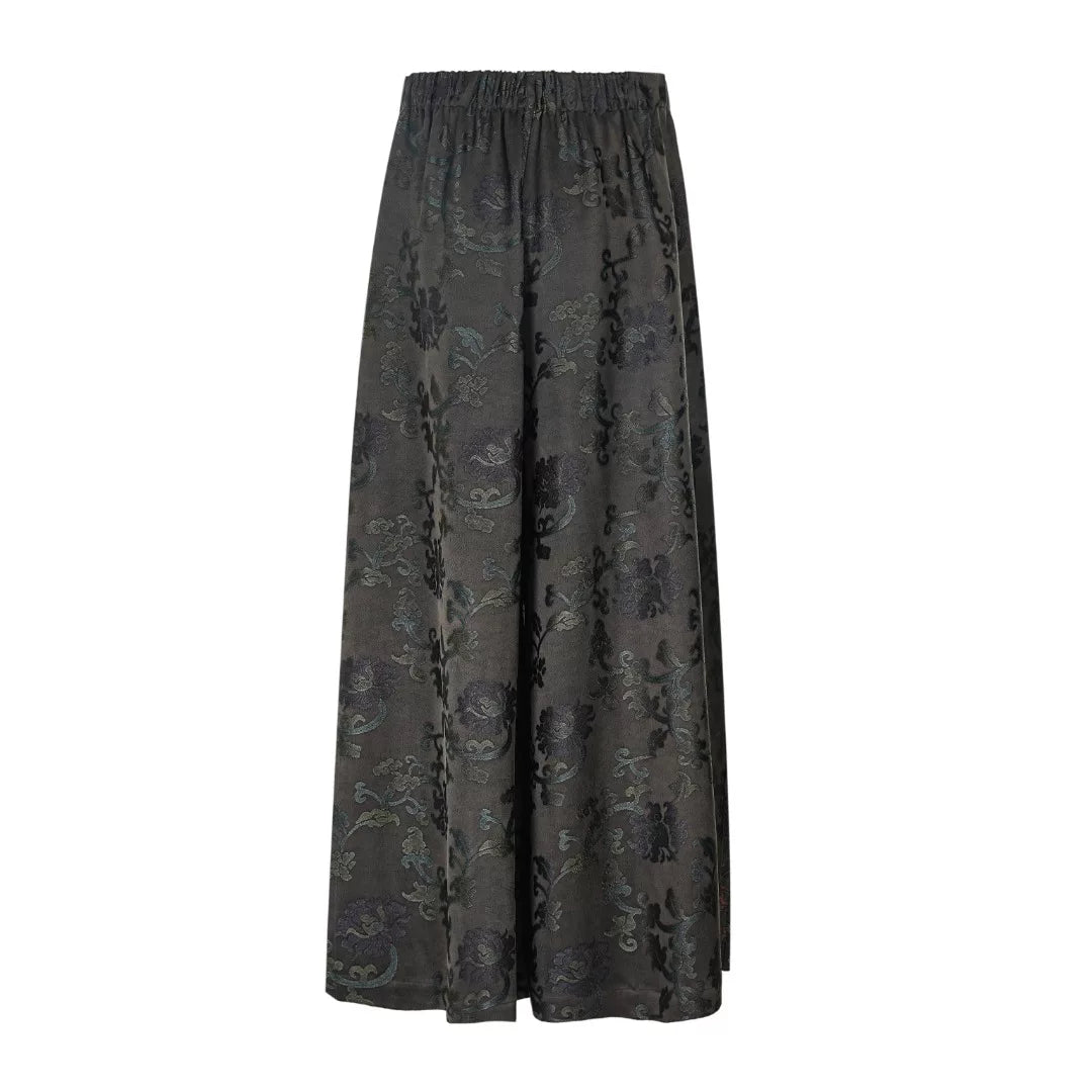 Luxury Blue Song Brocade Wide-Leg Pants-26Z2Y311159