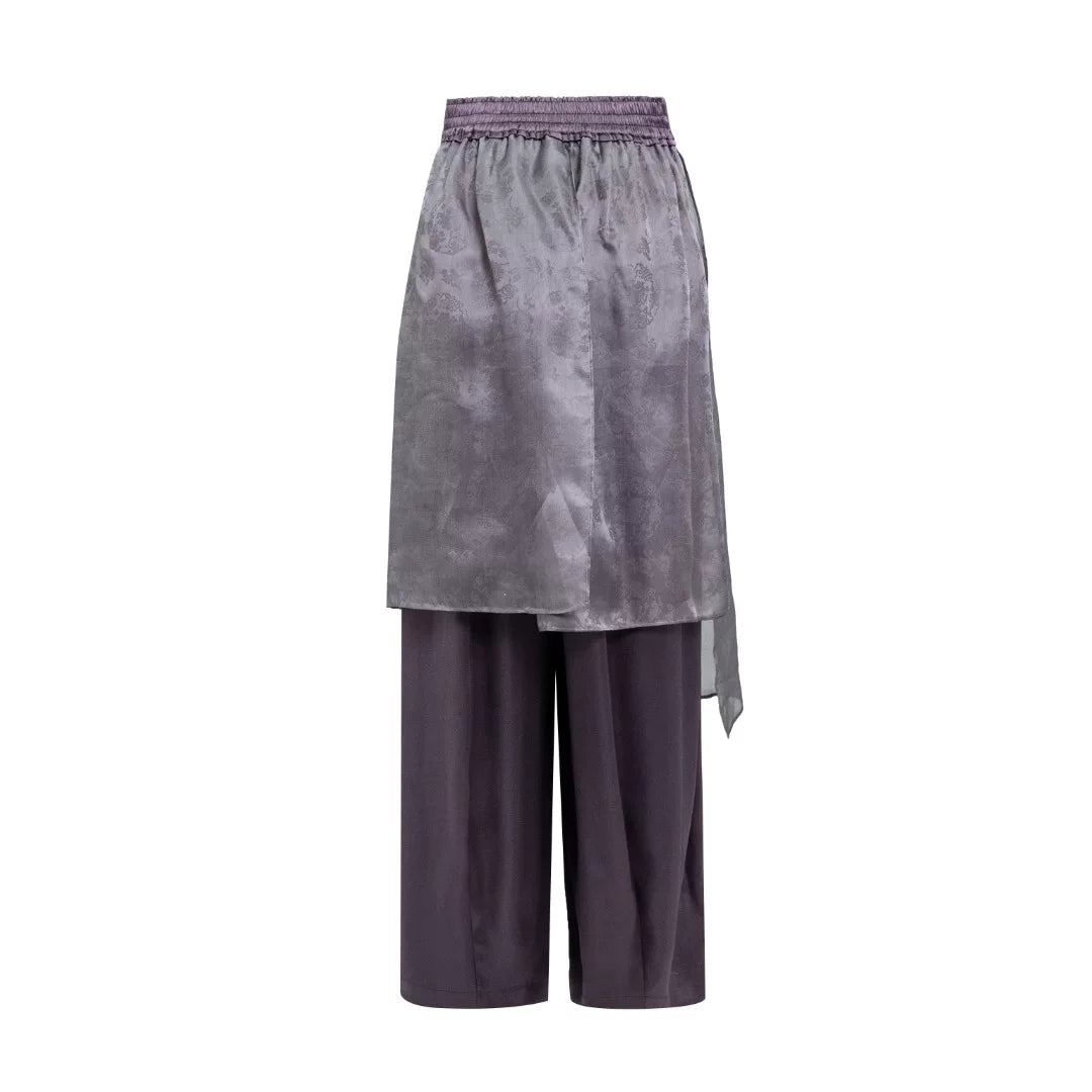 Luxury Layered Silk Organza Wide-Leg Pants- 26Y06501