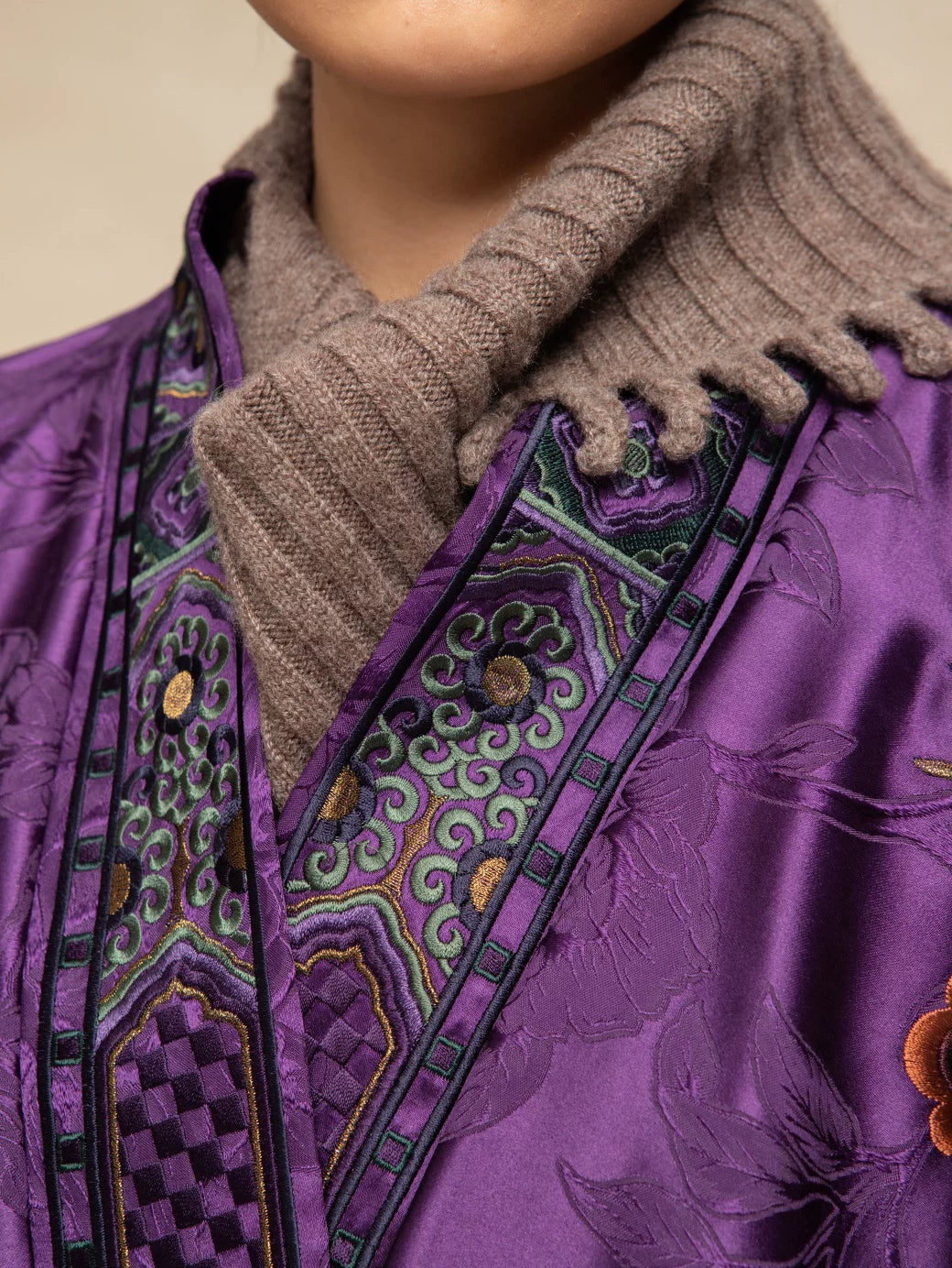 Luxury Violet Silk Kasaya Jacket-25ZWT6093