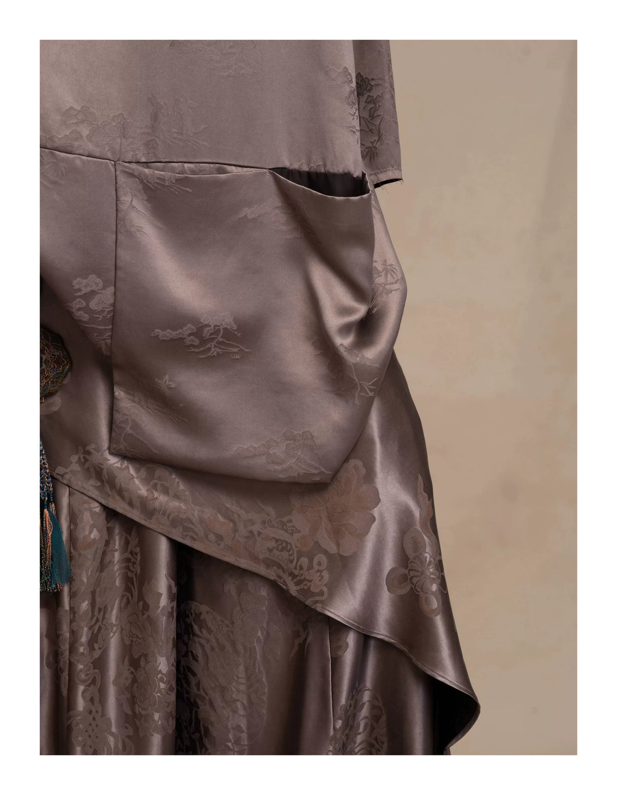 Luxury Asymmetric Drape Silk Tunic Top- 26M66117