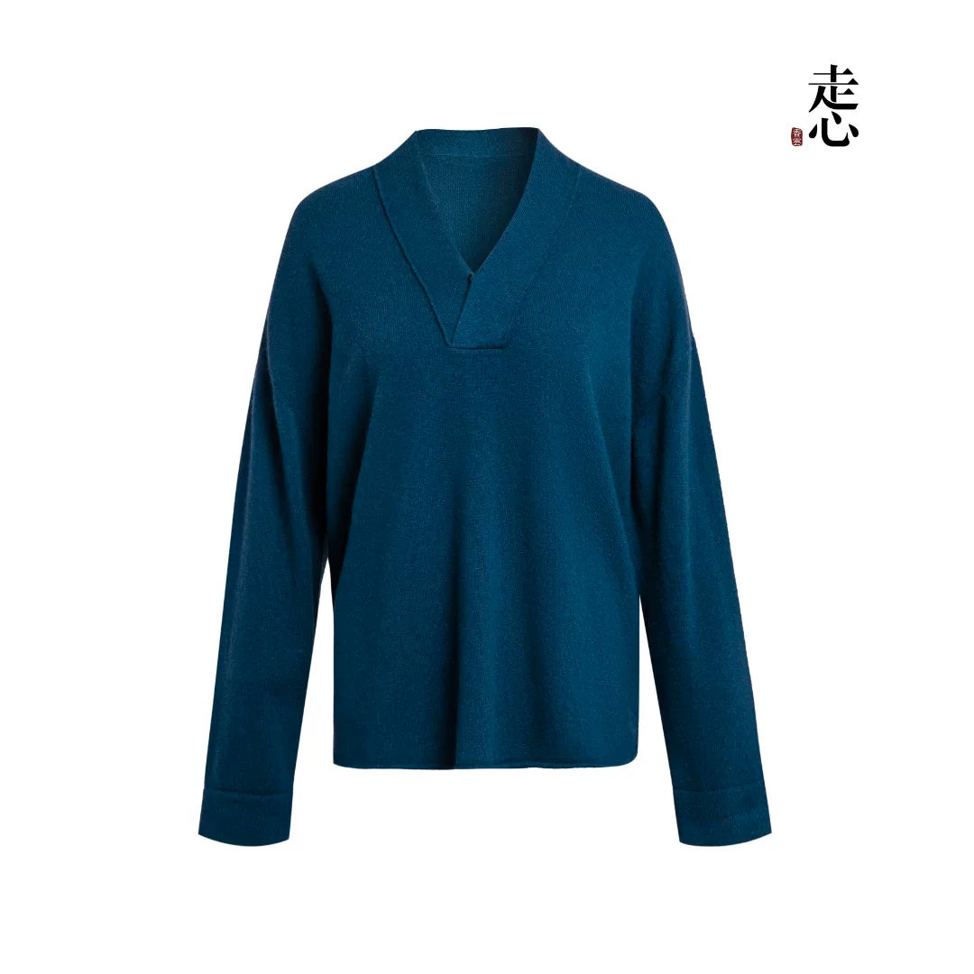 Luxury 290g Pure Cashmere V-Neck Sweater-26ZX2606