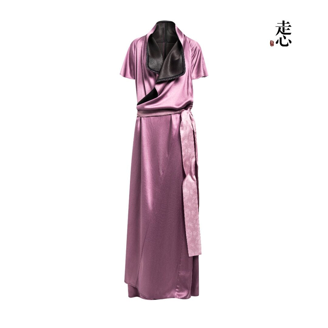 Luxury Heavy Satin Wrap Maxi Dress - Gown-26Z2Y218209
