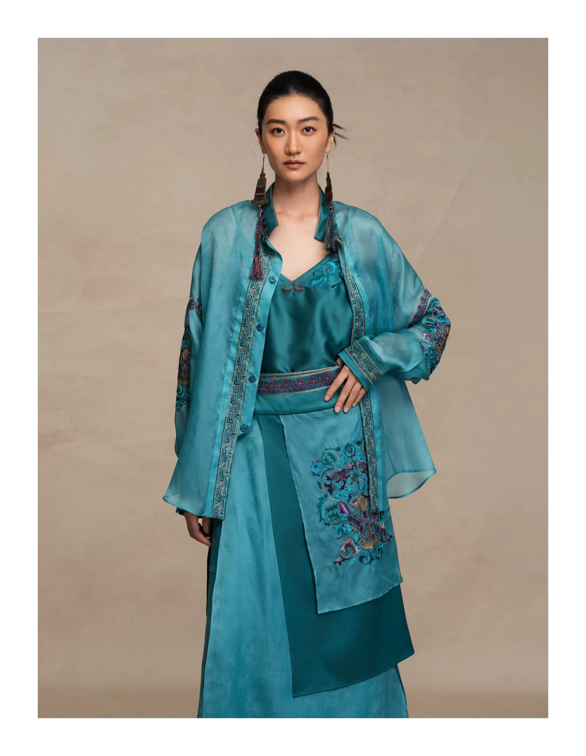 Luxury Imperial Porcelain Silk Wrap Skirt- 26Y13901