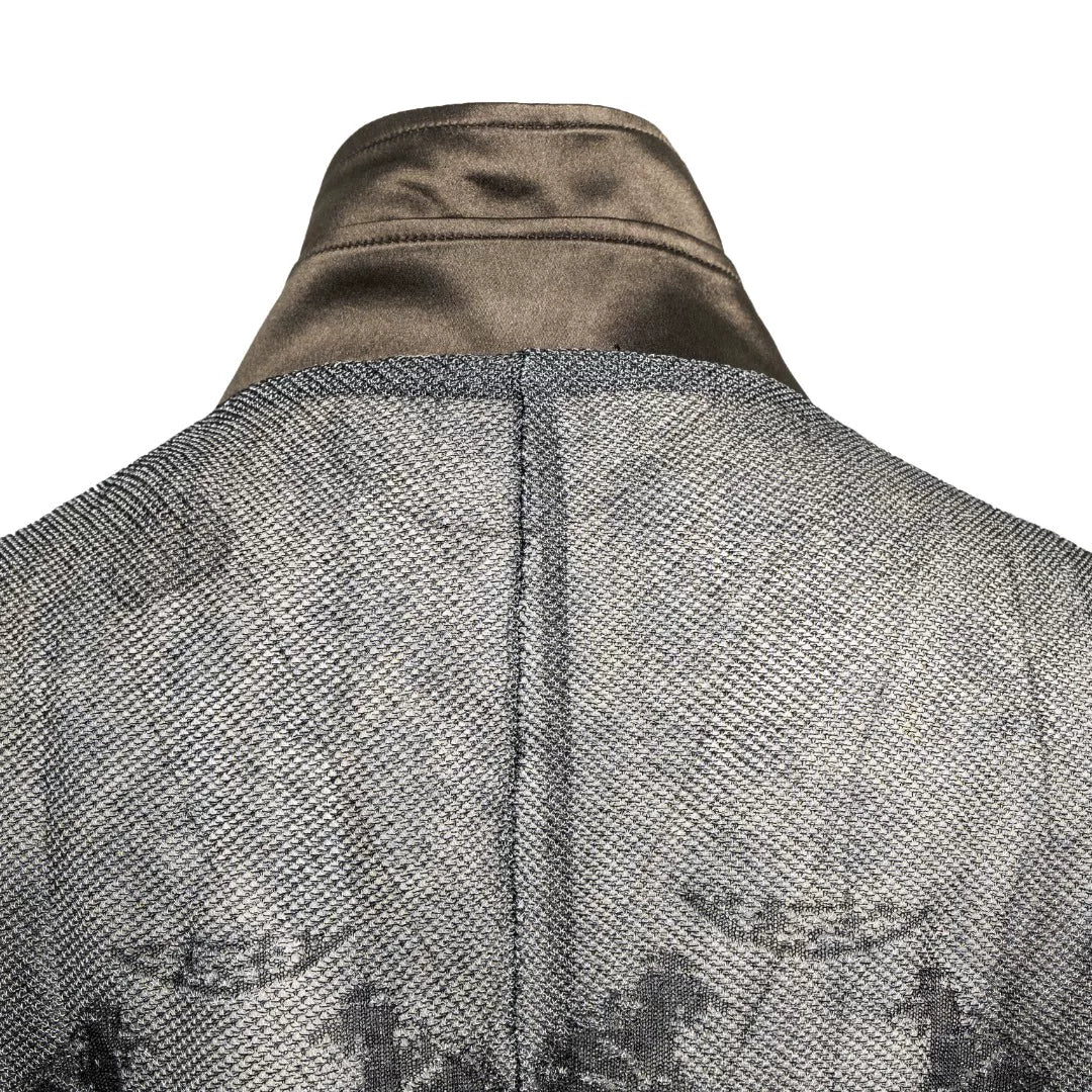 Luxury Grey Silk Sovereign Bomber Jacket-25Z197M