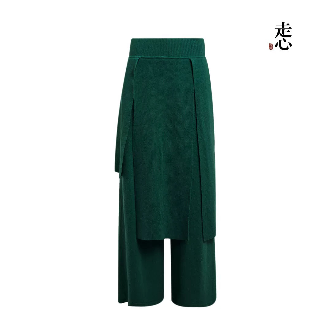 Luxury Green 780g Cashmere Skirt Pants-26ZX2603