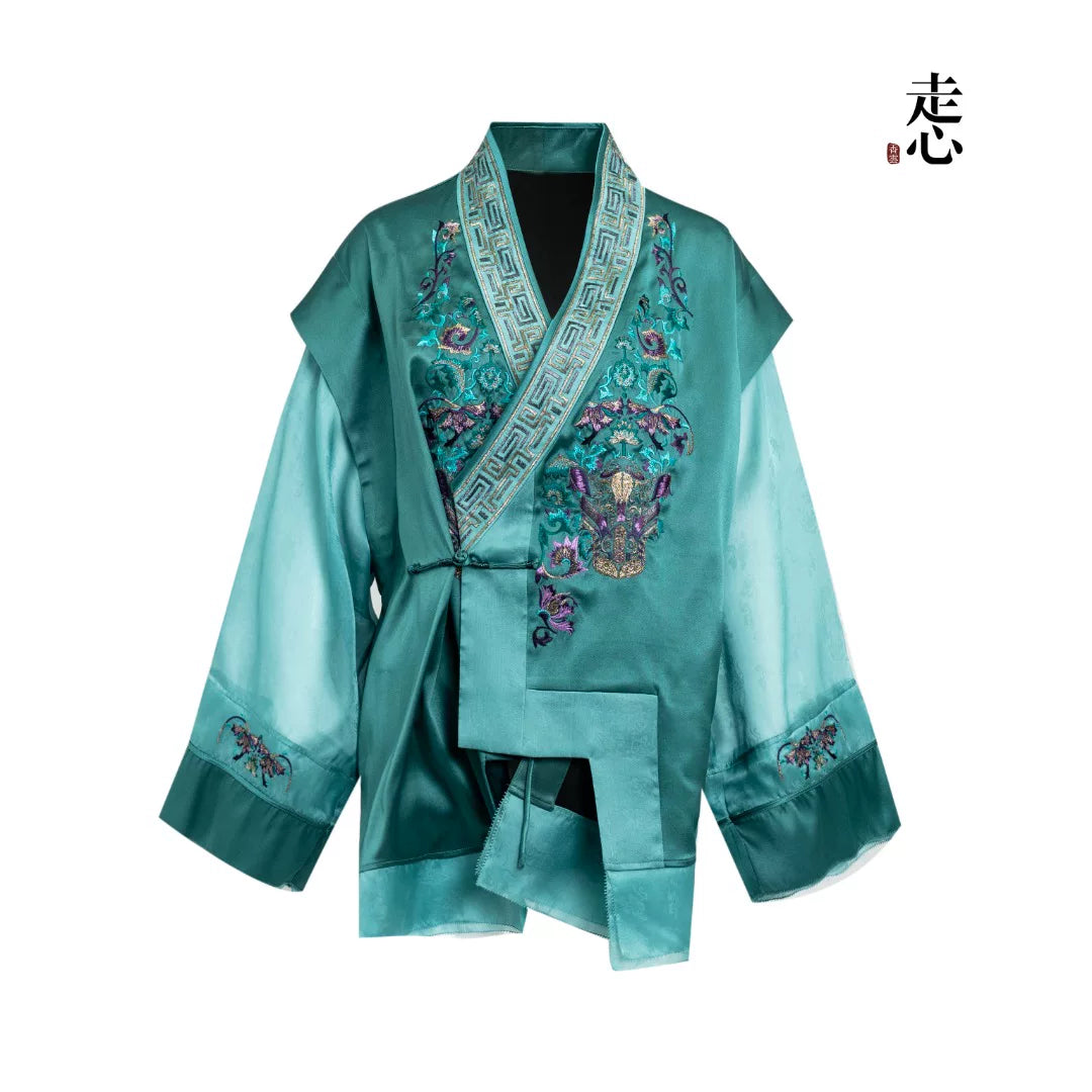 Luxury Green Imperial Porcelain Silk Jacket-26Y13101