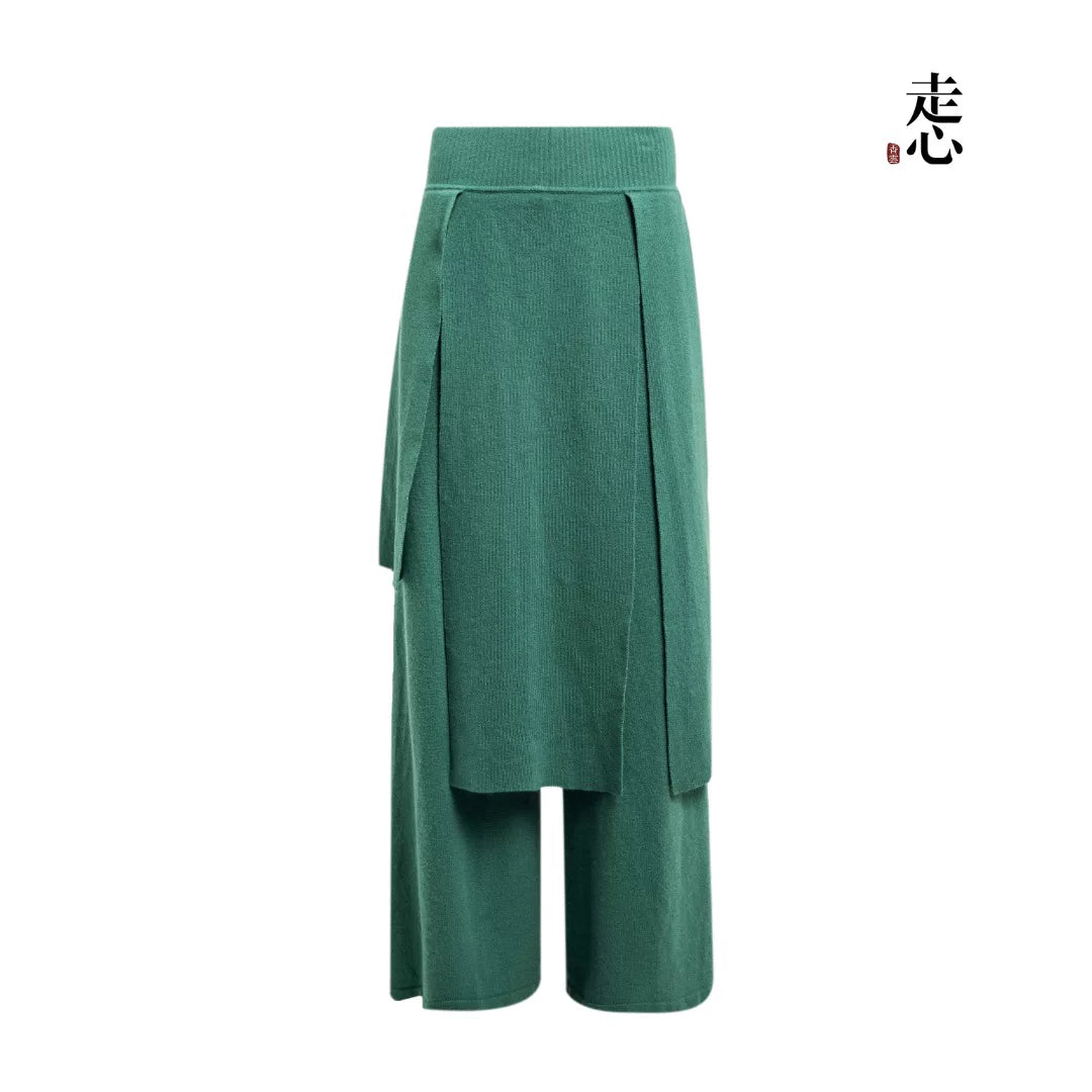 Luxury Green 780g Cashmere Skirt Pants-26ZX2603