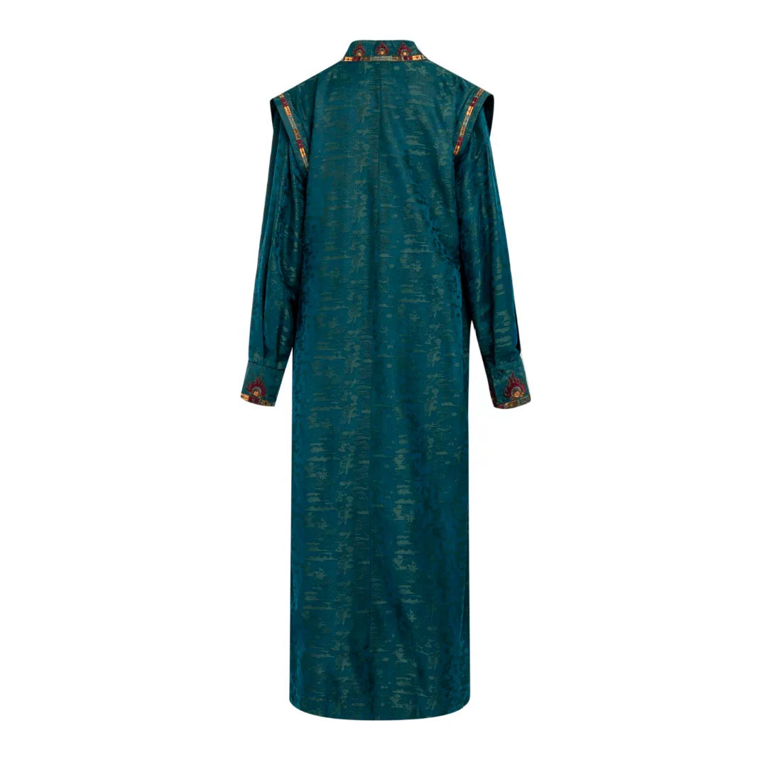 Luxury Red Silk Dunhuang Canopy Maxi Dress-26M66054