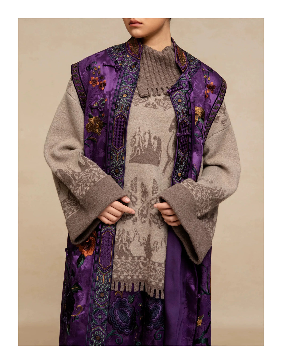 Luxury Imperial Violet Silk Cheongsam Dress-25ZMJ6092