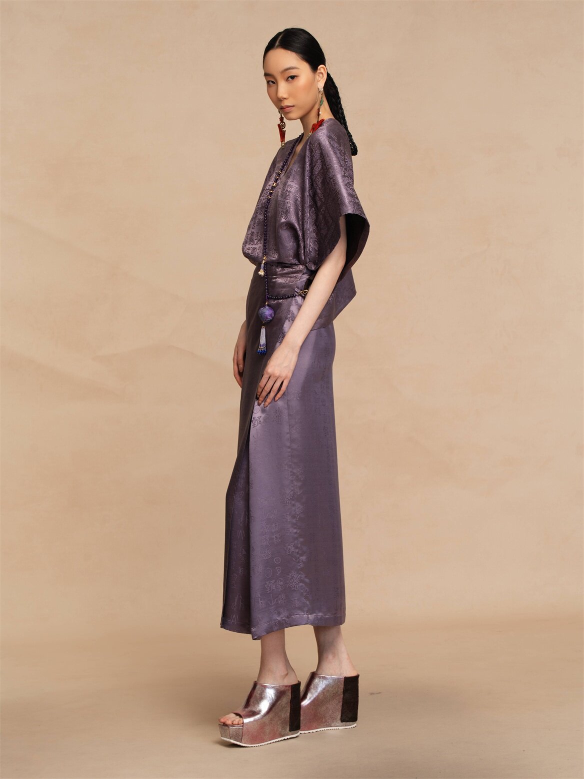 Luxury Twelve Emblems Silk Wrap Dress-26Z2Y215179