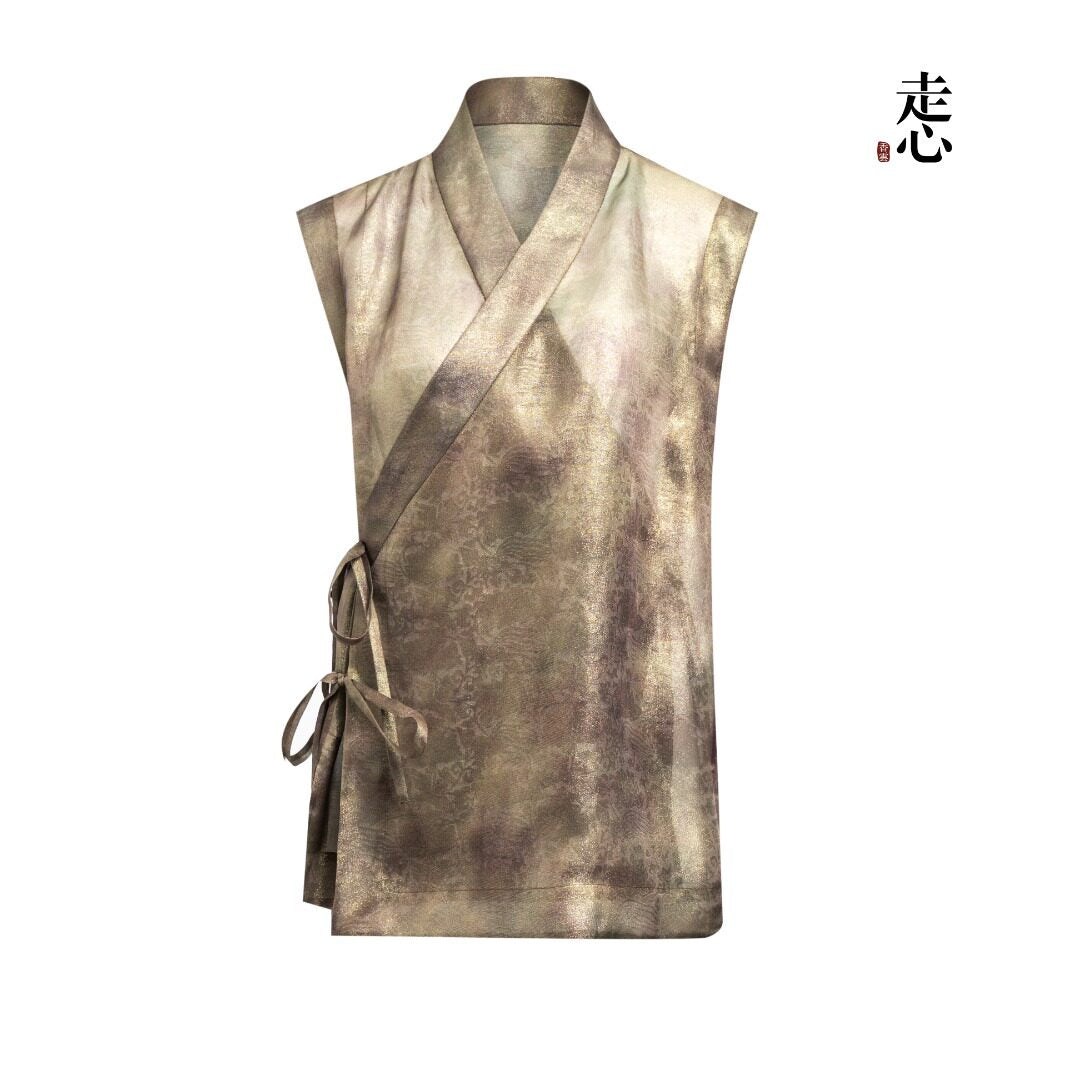 Luxury Aureole Gold Wrap Vest - Smoky Amethyst-26Z76116649