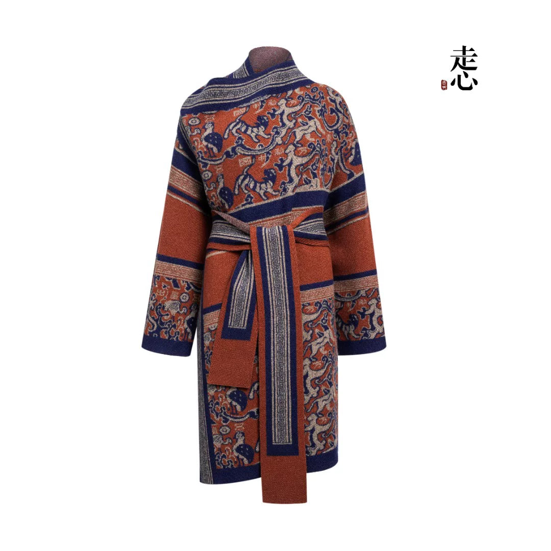 Luxury 1100g Five Stars Cashmere Robe Coat-25ZX2534-1
