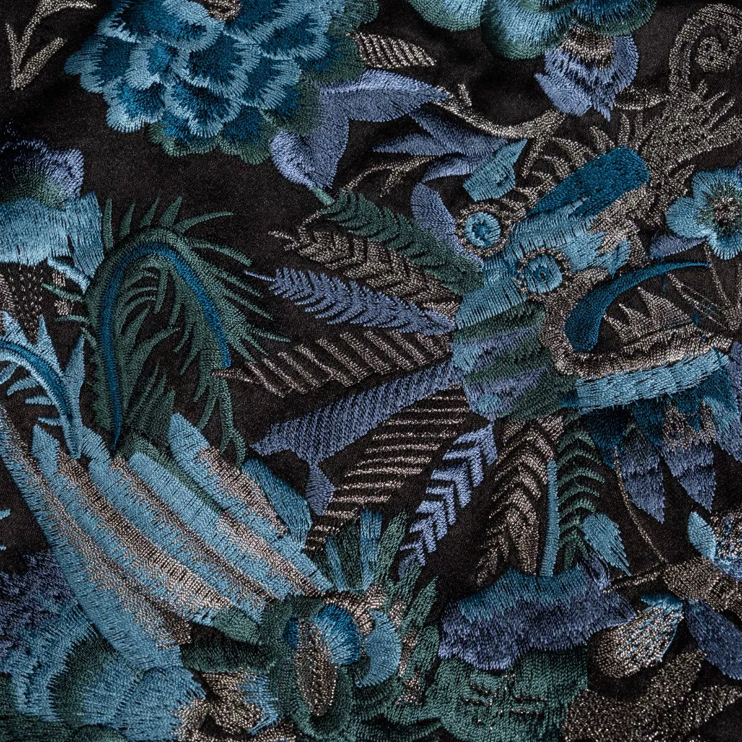 Luxury Blue Luoyue Silk Shawl Duster Coat-26Z140M
