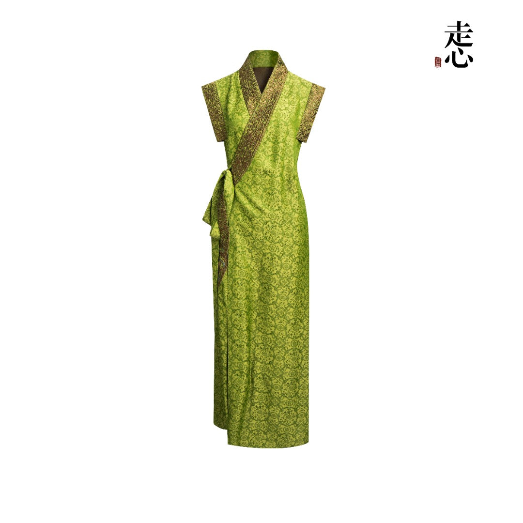 Goldwork Embroidered Sleeveless Robe Dress--25ZW92F