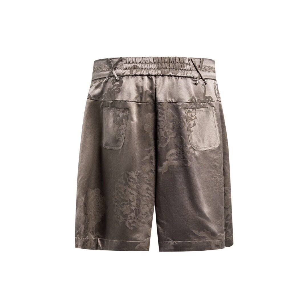 Luxury Peony Silk Jacquard Bermuda Shorts-26Z06001