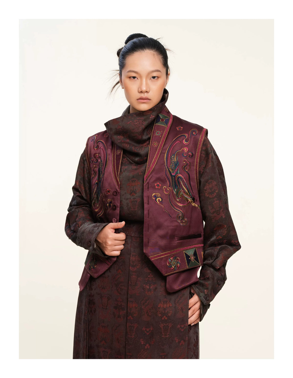 Luxury Dunhuang Silk Waistcoat Vest- 25ZMJ5953
