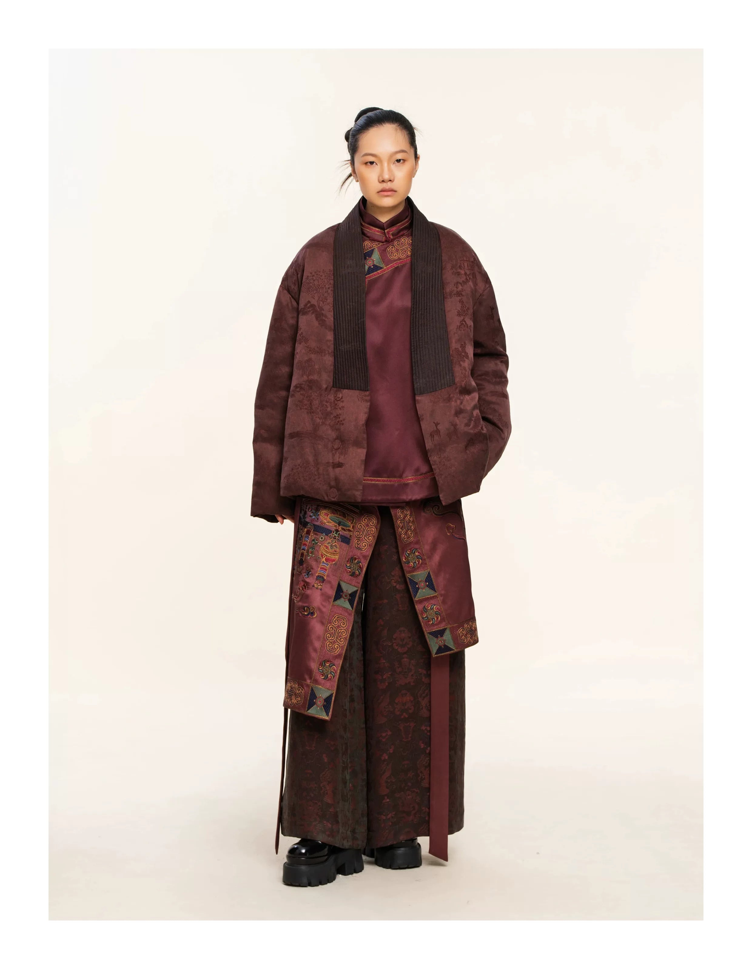 Luxury Dunhuang Silk Layered Palazzo Pants-25ZKZ5877