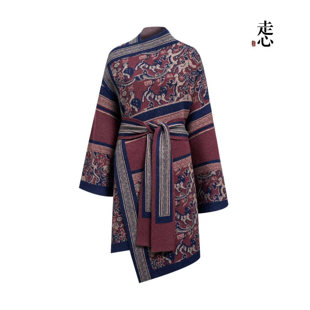 Luxury 1100g Five Stars Cashmere Robe Coat-25ZX2534-1